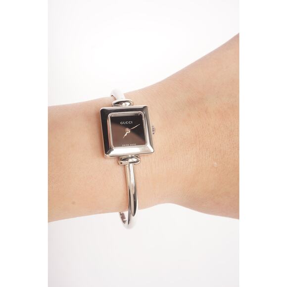 Gucci Square Dial Silver Bangle Watch - Picture 1 of 2